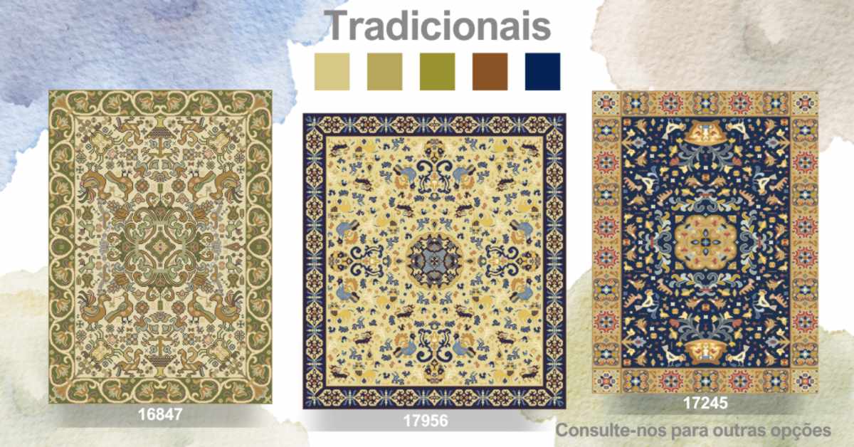 Tapetes de Arraiolos - Coleção Tradicional Fundo Escuro